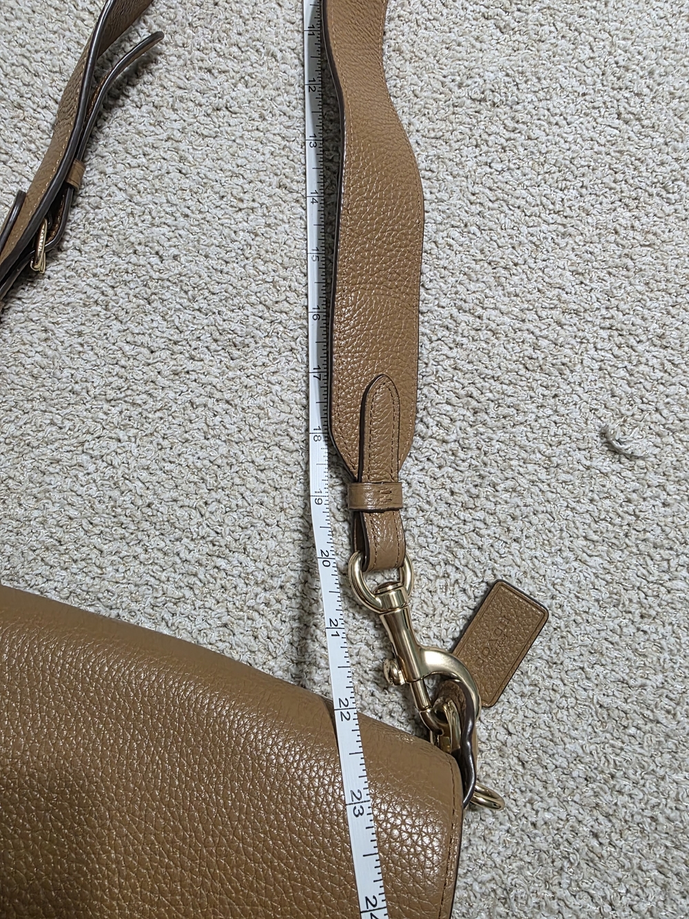 Coach Pebbled Leather Crossbody Bag in Tan - Picture 11 of 12